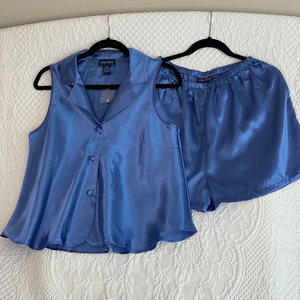 NWT Vintage Blue Satin Pajamas-Size Medium